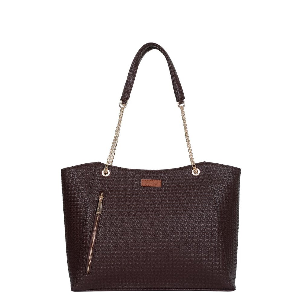 Women's Vegan Leather Brown Colour Satchel Bag – Sling Shoulder Tote Bag